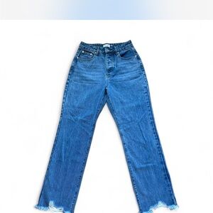 Bluivy Blue Wide Leg Jeans with Frayed Hem